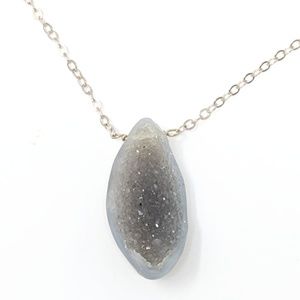 NWT Grey Drusy & Sterling Silver Necklace